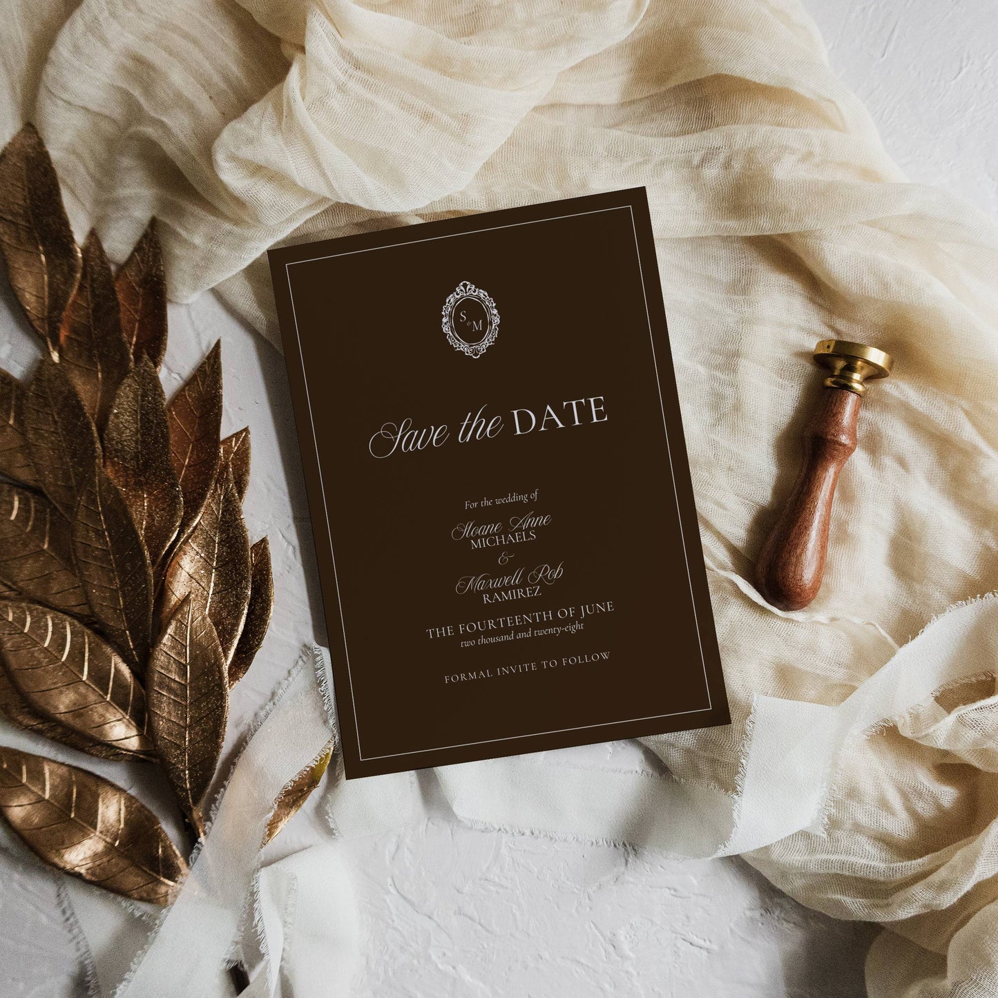 Espresso Wedding Save The Date Template - Sloane