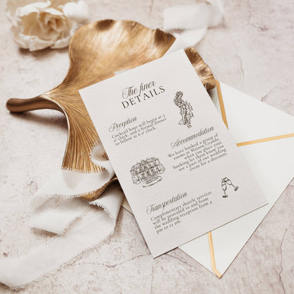 Invitation card with decorative elements on a textured surface