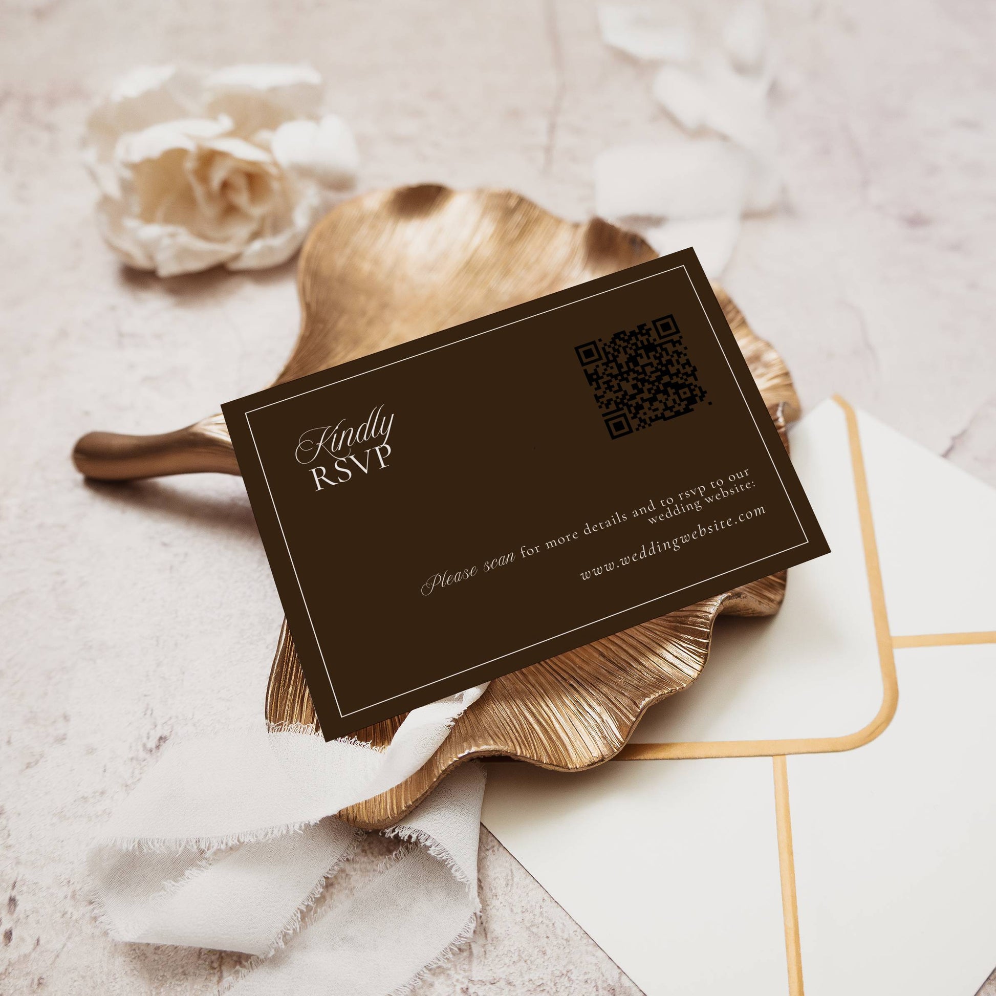 Brown card with text on a textured surface