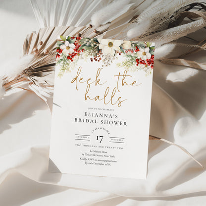Deck The Halls Christmas Bridal Shower Invitation Template