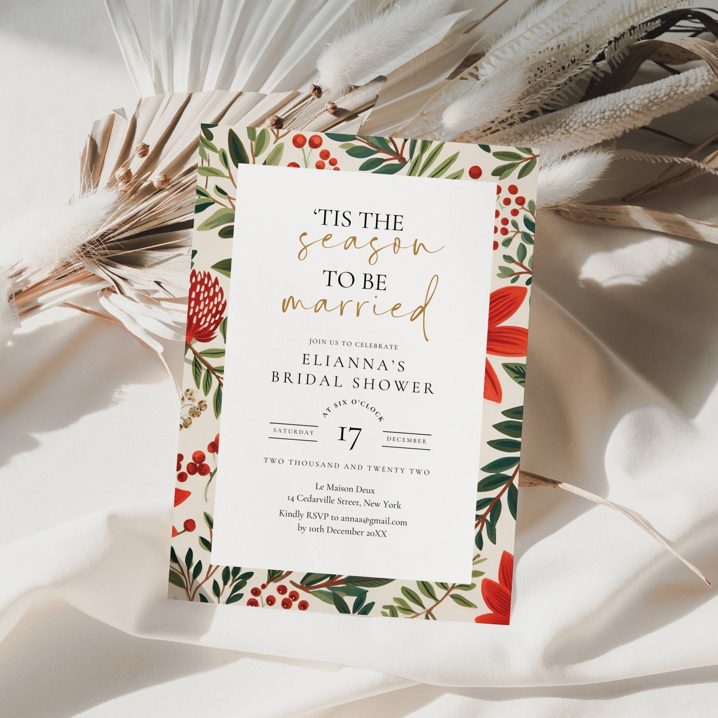 Tis The Season To Be Married Bridal Shower Invitation Template