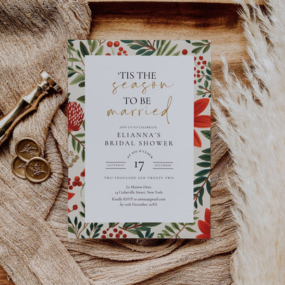 Tis The Season To Be Married Bridal Shower Invitation Template
