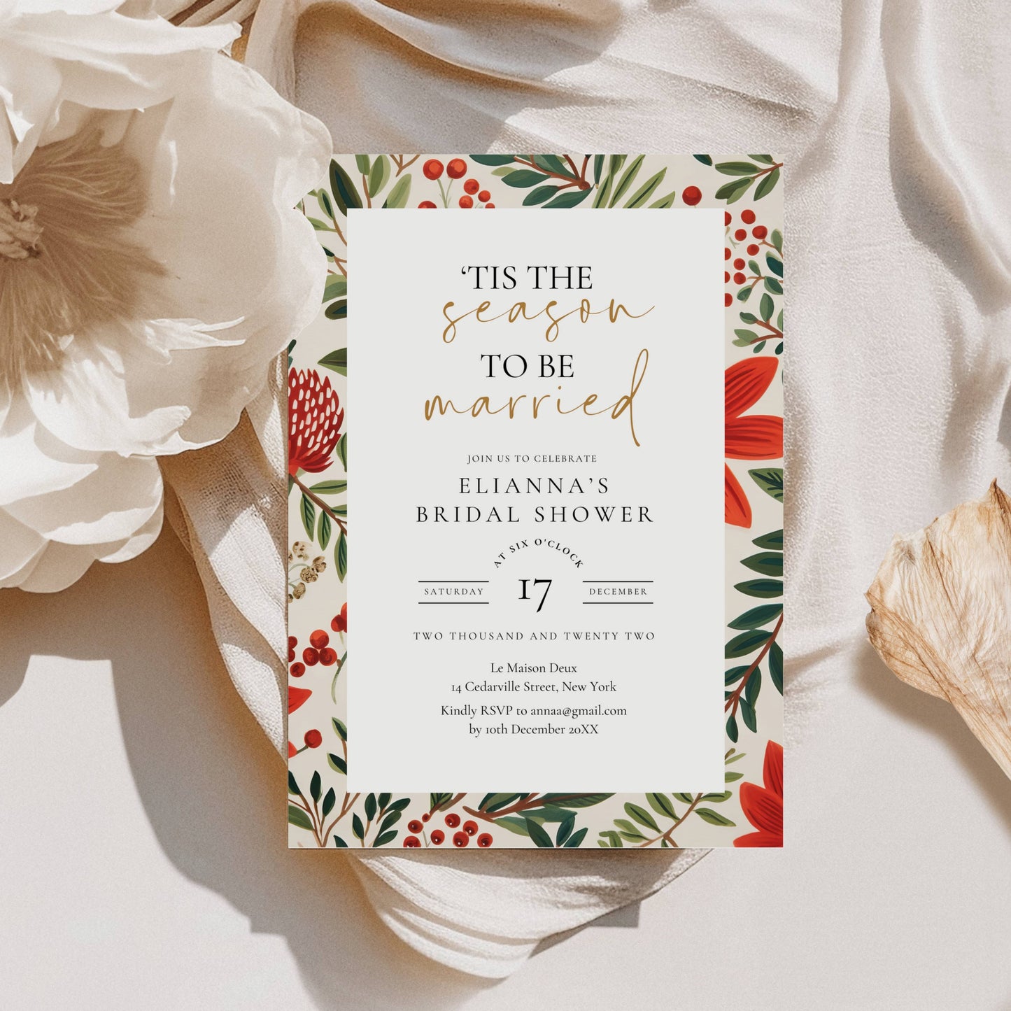 Tis The Season To Be Married Bridal Shower Invitation Template