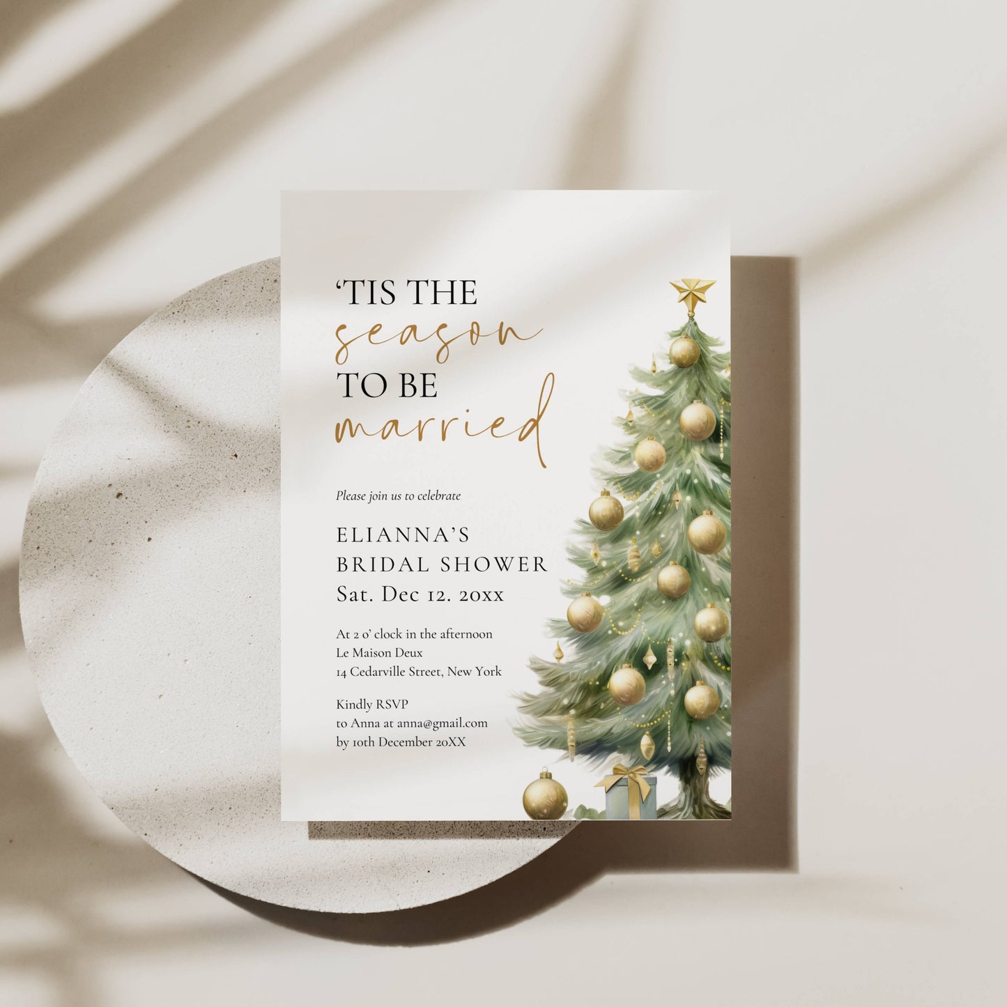 Festive Christmas Bridal Shower Invitation Template
