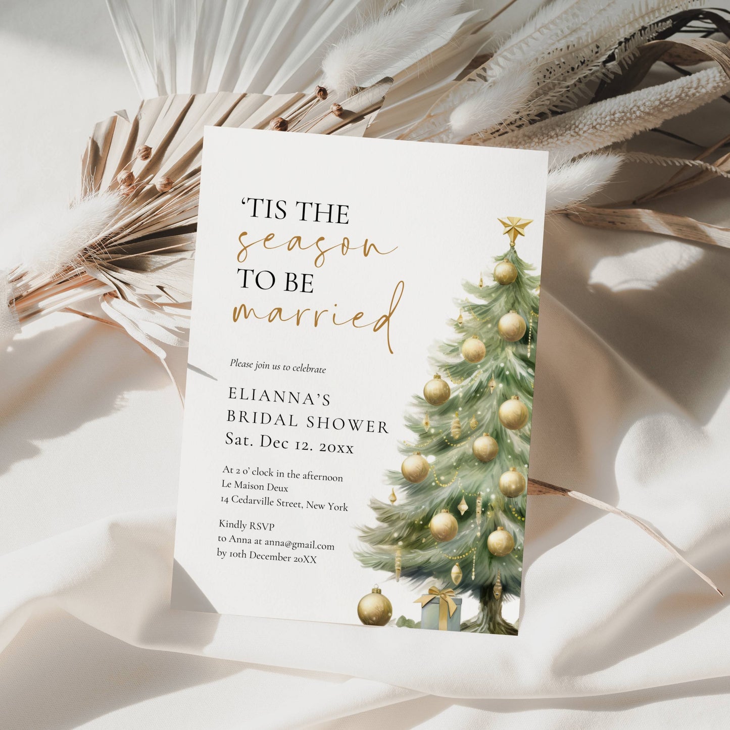 Festive Christmas Bridal Shower Invitation Template