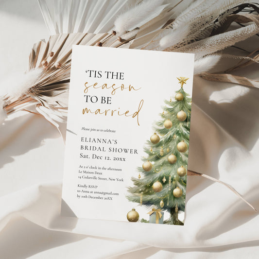Festive Christmas Bridal Shower Invitation Template