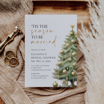 Festive Christmas Bridal Shower Invitation Template