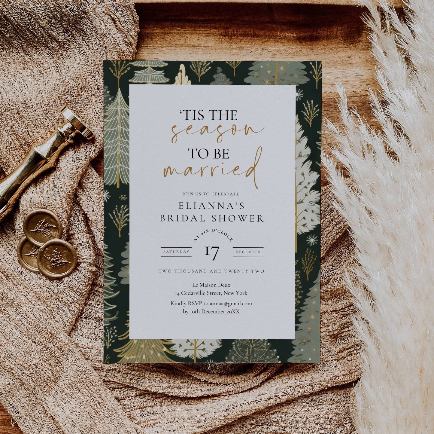 Christmas Bridal Shower Invitation Template