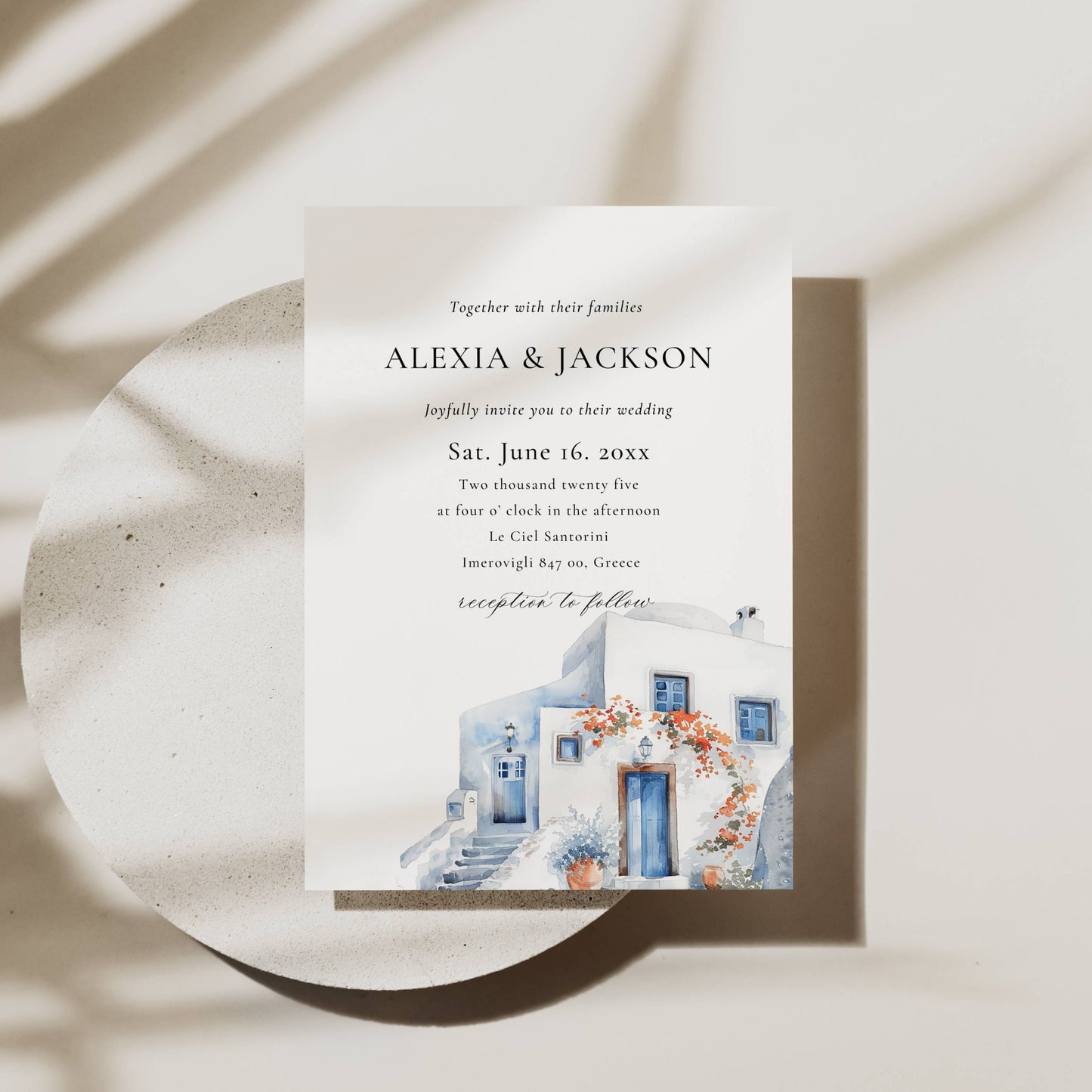 Mediterranean Wedding Invitation Template - Alexia