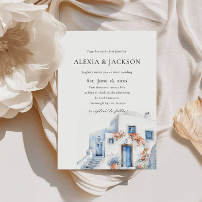 Mediterranean Wedding Invitation Template - Alexia