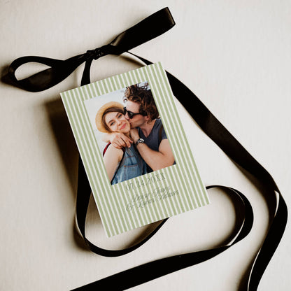 Green Striped Wedding Save The Date Template - Daisy