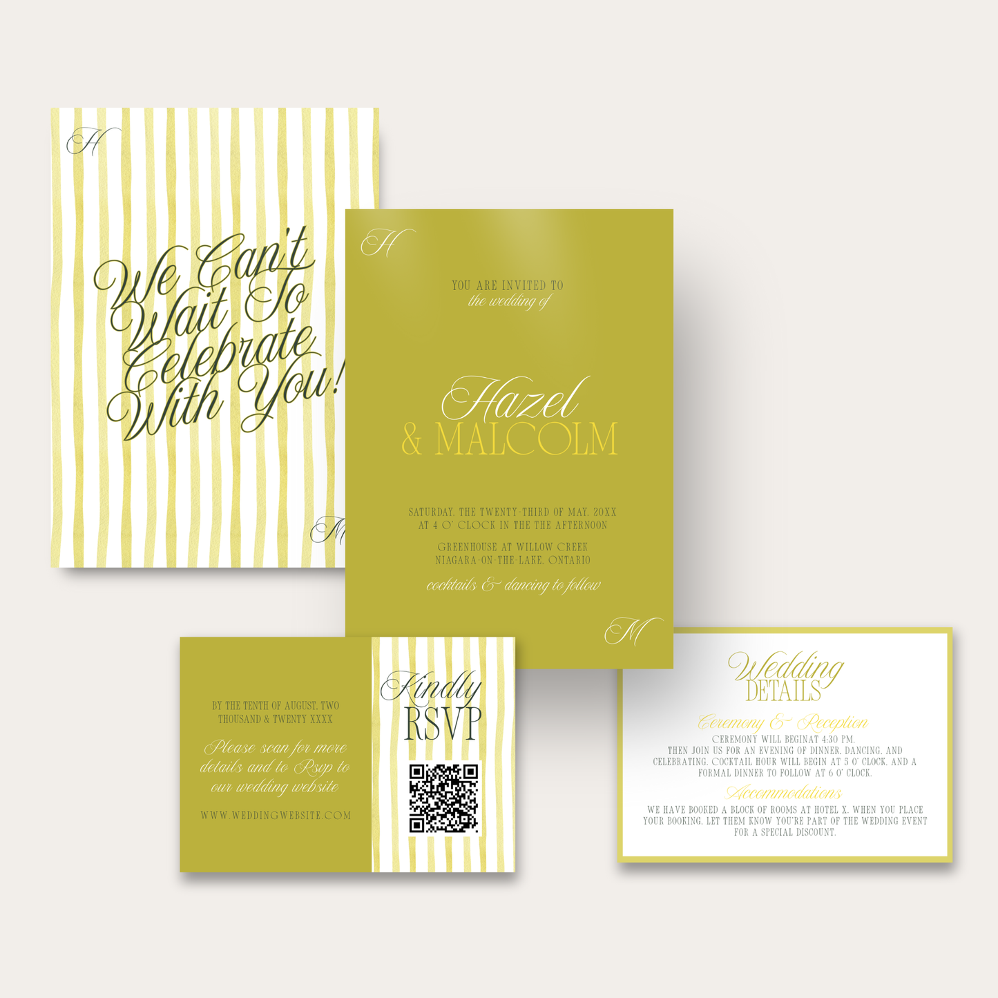 Island Citrus Retro Wedding Invitation Suite Template - Hazel