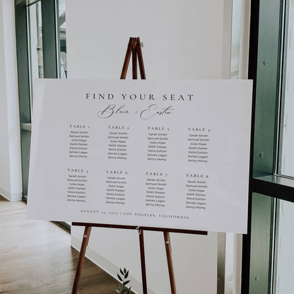 Small Wedding Seating Chart Template 8 Tables - Blair