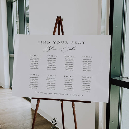 Small Wedding Seating Chart Template 8 Tables - Blair