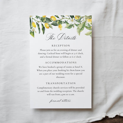 Mediterranean Lemons Wedding Invitation Suite QR Code Template - Alexia