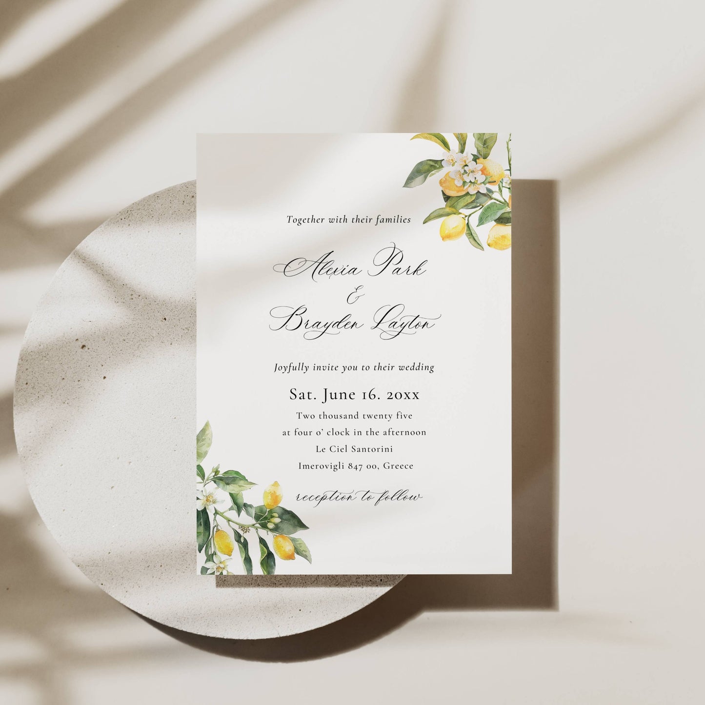 Greece Destination Wedding Invitation Suite Template - Alexia