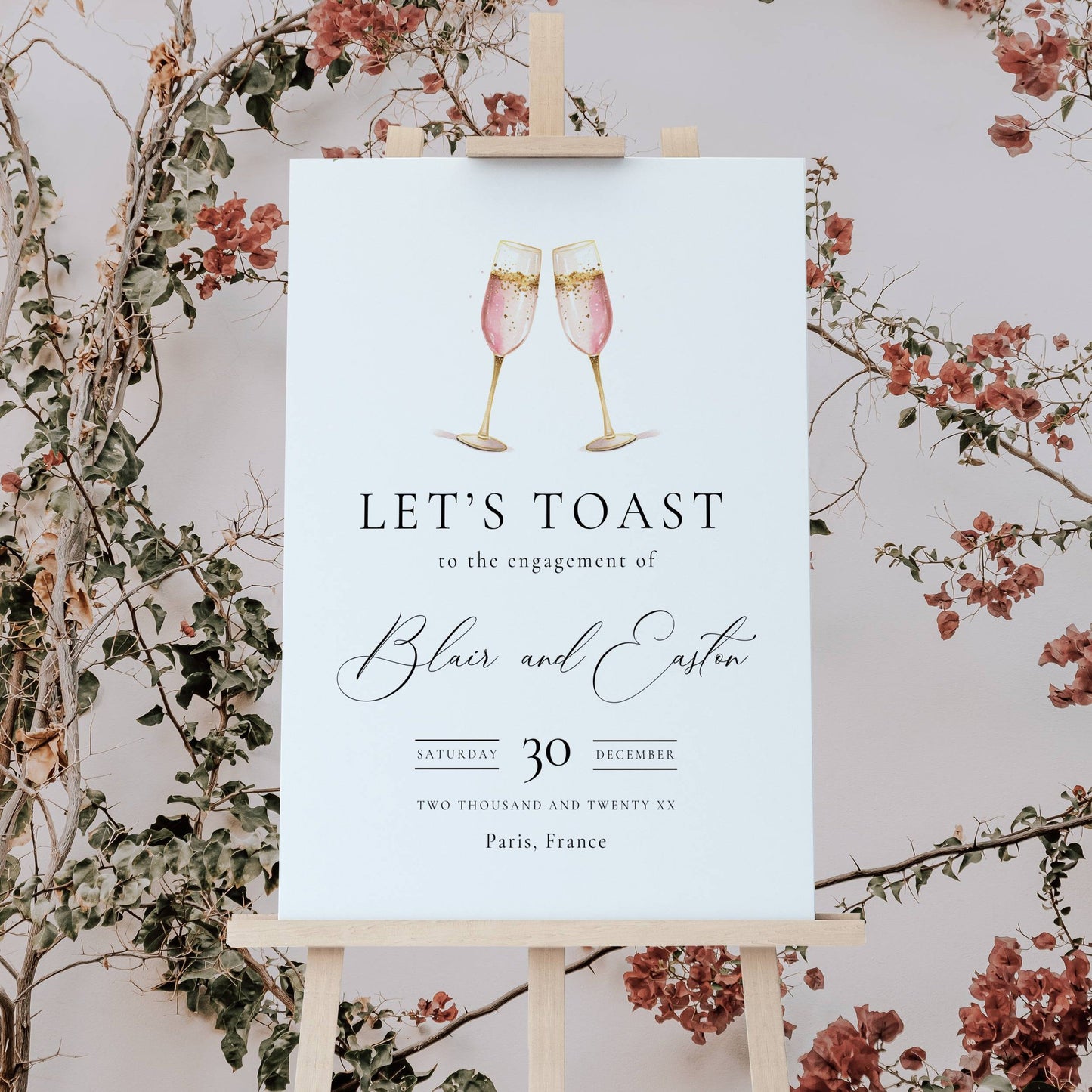 Champagne Engagement Party Welcome Sign Template - Blair