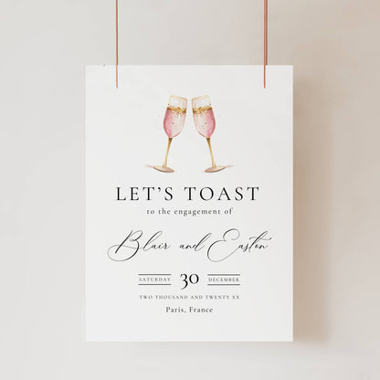 Champagne Engagement Party Welcome Sign Template - Blair