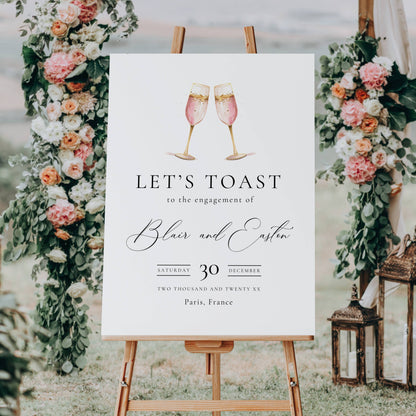 Champagne Engagement Party Welcome Sign Template - Blair