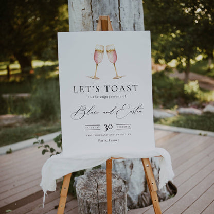 Champagne Engagement Party Welcome Sign Template - Blair