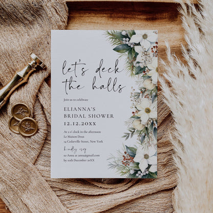 Deck The Halls Holiday Bridal Shower Invitation Template