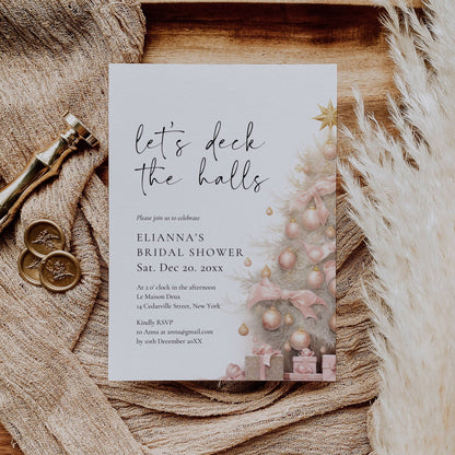Deck The Halls Christmas Bridal Shower Invitation Template