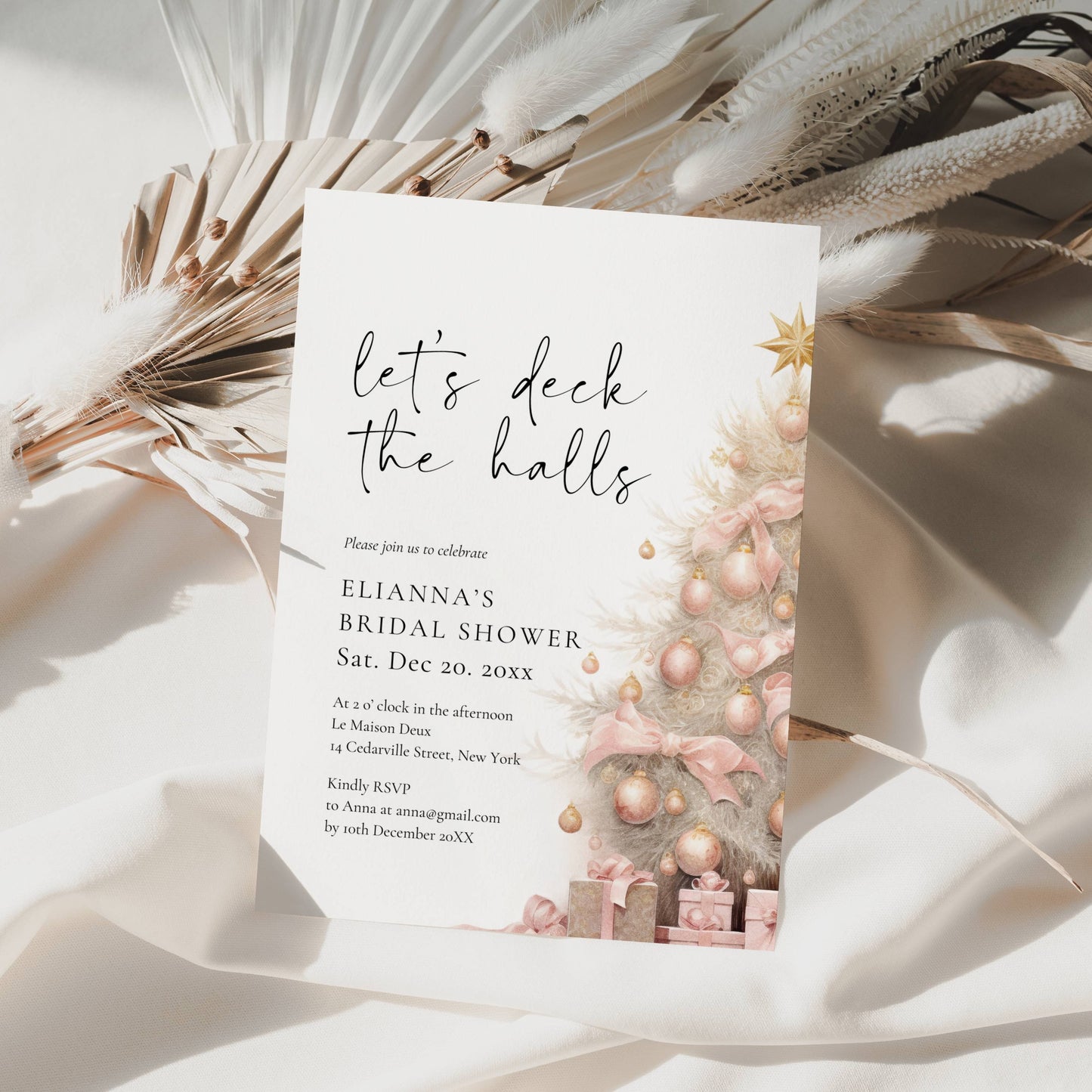 Deck The Halls Christmas Bridal Shower Invitation Template