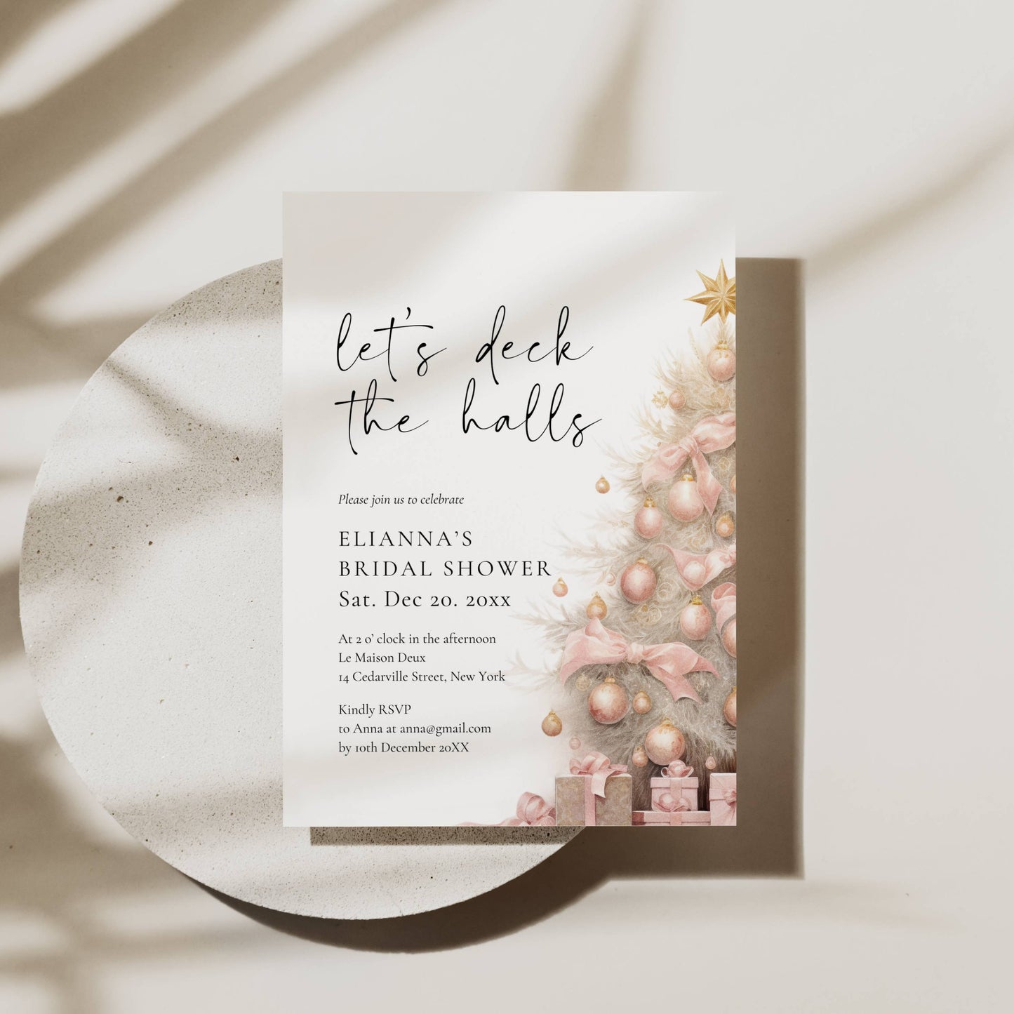 Deck The Halls Christmas Bridal Shower Invitation Template