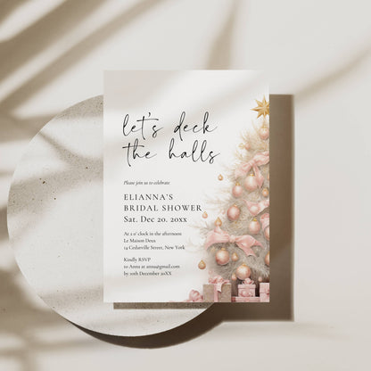 Deck The Halls Christmas Bridal Shower Invitation Template