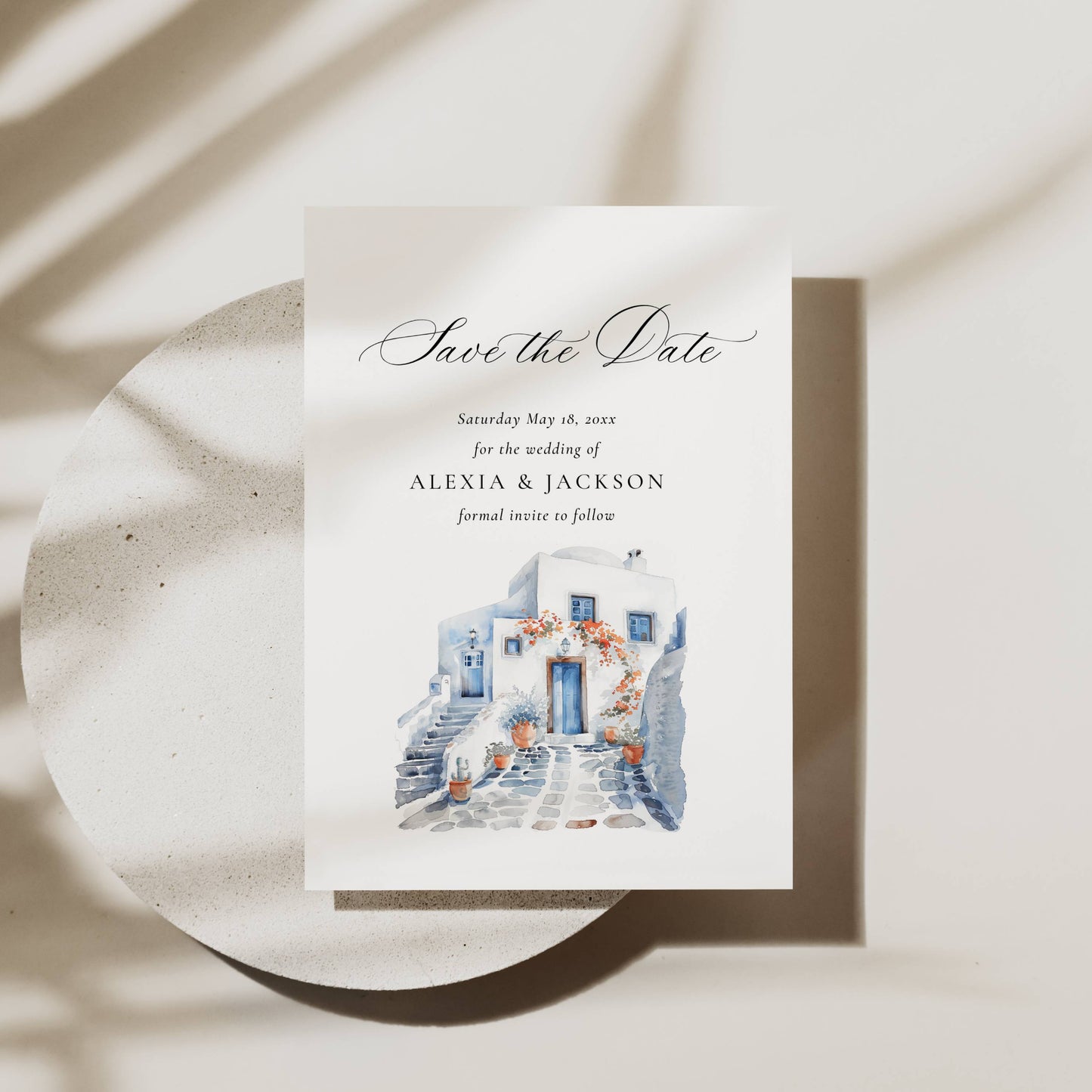 Greece Wedding Save the Date Invitation Template - Alexia