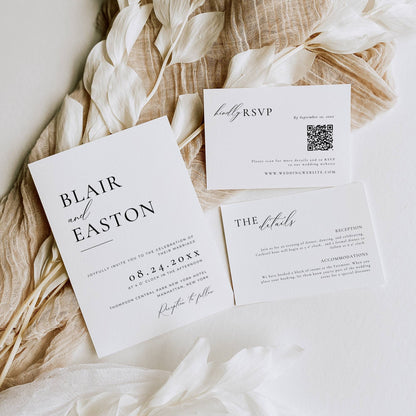 Small Modern Wedding Stationery & Reception Bundle -Blair