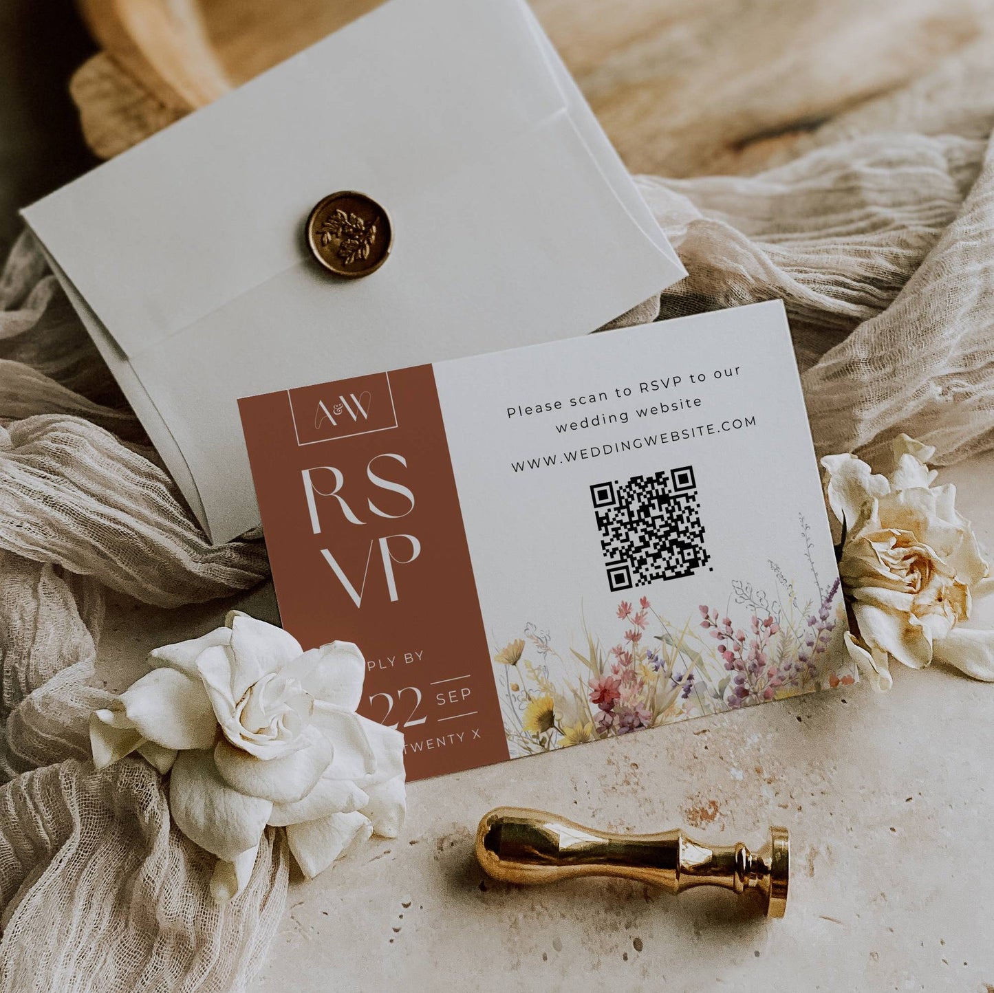 Small Terracotta and Navy Wildflower Wedding Reception Bundle - Amelia