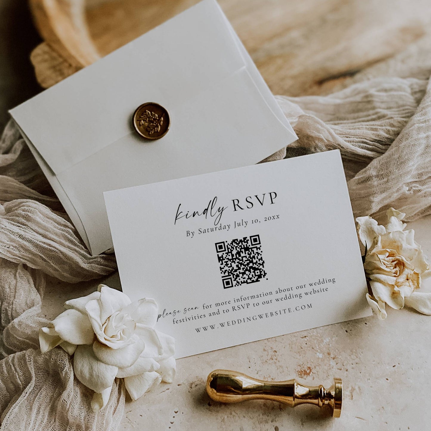Elegant Wedding Invitation Suite Template with Photo - Alessandra