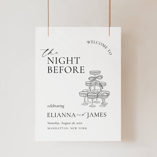 The Night Before Wedding Rehearsal Sign Template 18x24" & 24x36" - Elianna