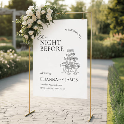 Wedding invitation card with champagne glass design on a white background