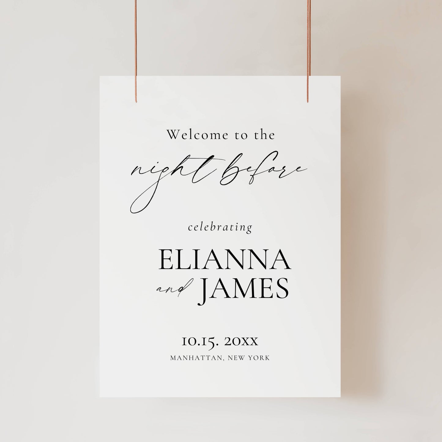 The Night Before Wedding Rehearsal Sign Template 18x24" & 24x36" - Elianna