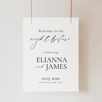 The Night Before Wedding Rehearsal Sign Template 18x24" & 24x36" - Elianna