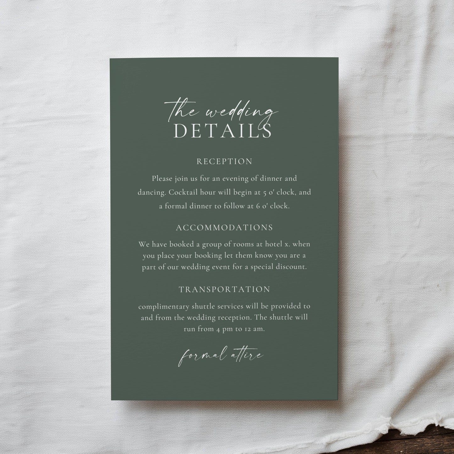 Sage Green Wedding Invitation Suite Template - Angelica