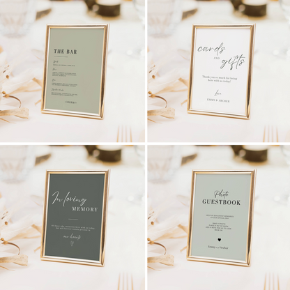 Sage Green Wedding Reception Sign Bundle -Emmy