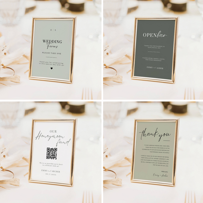 Sage Green Wedding Reception Sign Bundle -Emmy