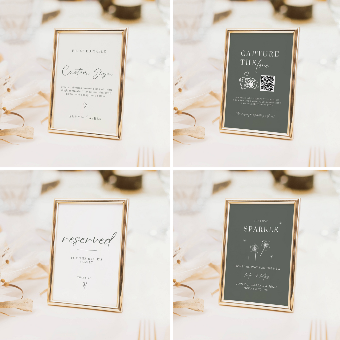 Sage Green Wedding Reception Sign Bundle -Emmy