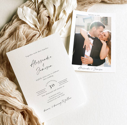 Elegant Wedding Invitation Suite Template with Photo - Alessandra