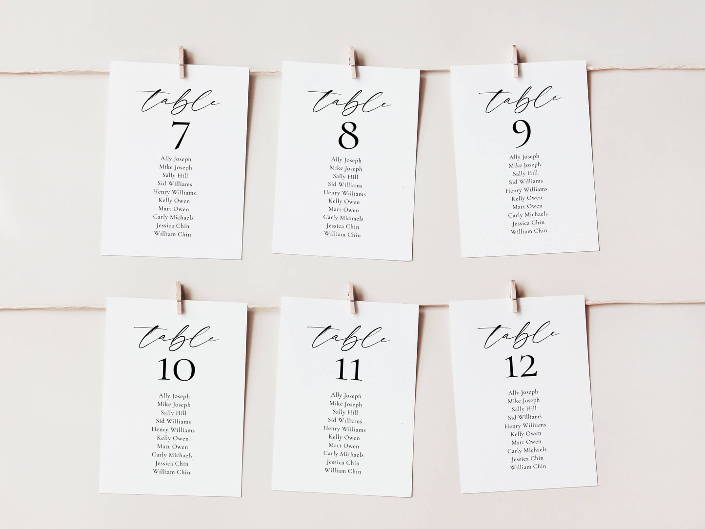 Modern Wedding Seating Chart Cards - Elianna