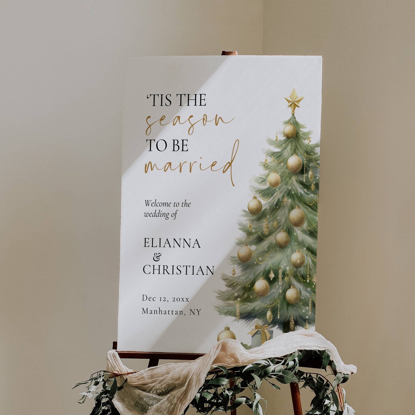 Christmas Wedding Welcome Sign Template