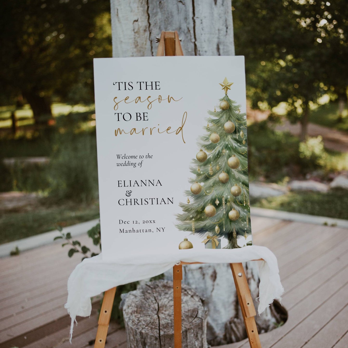Christmas Wedding Welcome Sign Template