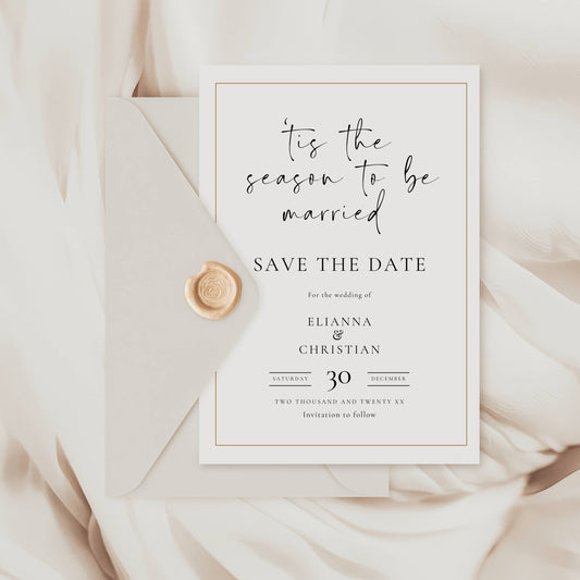 Tis the Season to Be Married Save the Date Template