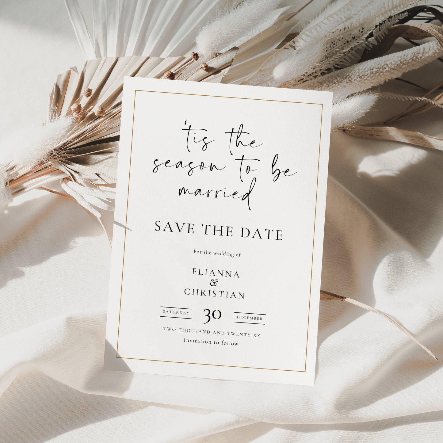 Tis the Season to Be Married Save the Date Template
