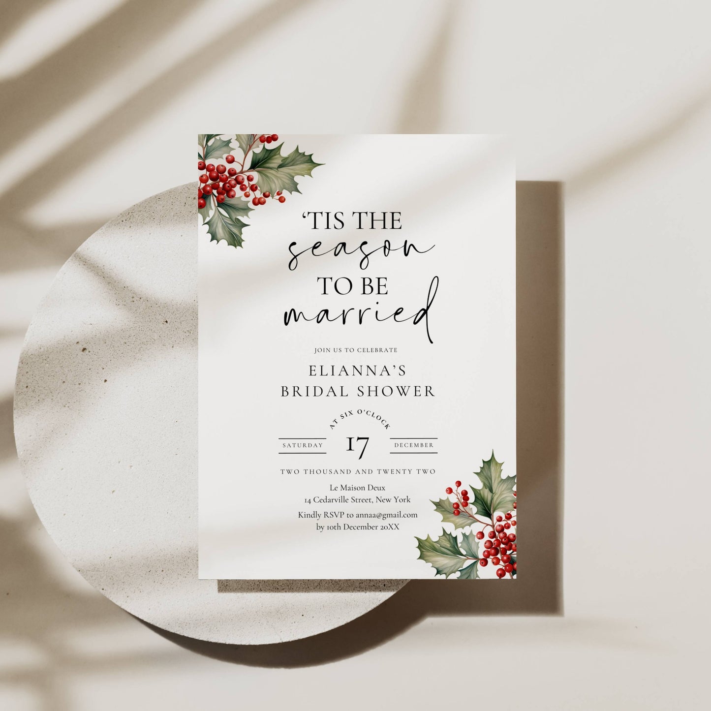 Christmas Bridal Shower Invitation Template
