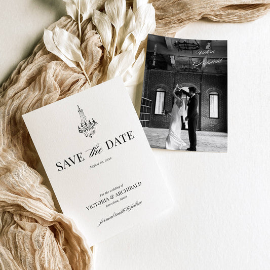 Modern "Old Money" Save The Date with Photo 5x7" - Victoria