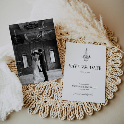 Modern "Old Money" Save The Date with Photo 5x7" - Victoria
